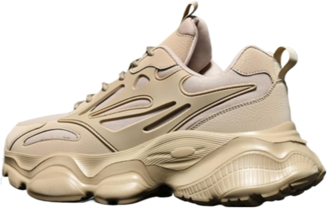 

Мужские кроссовки с рифленой подошвой против скольжения, шнуровкой для увеличения роста, прогулочные, из прочной искусственной кожи, повседневные спортивные обувь для мужчин Azttoztto, хаки