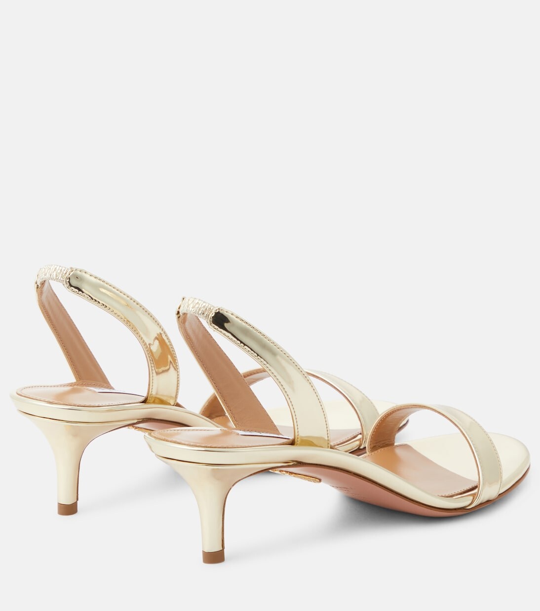Босоножки so nude 50 из искусственной кожи с зеркальным эффектом Aquazzura, золото — фото 3