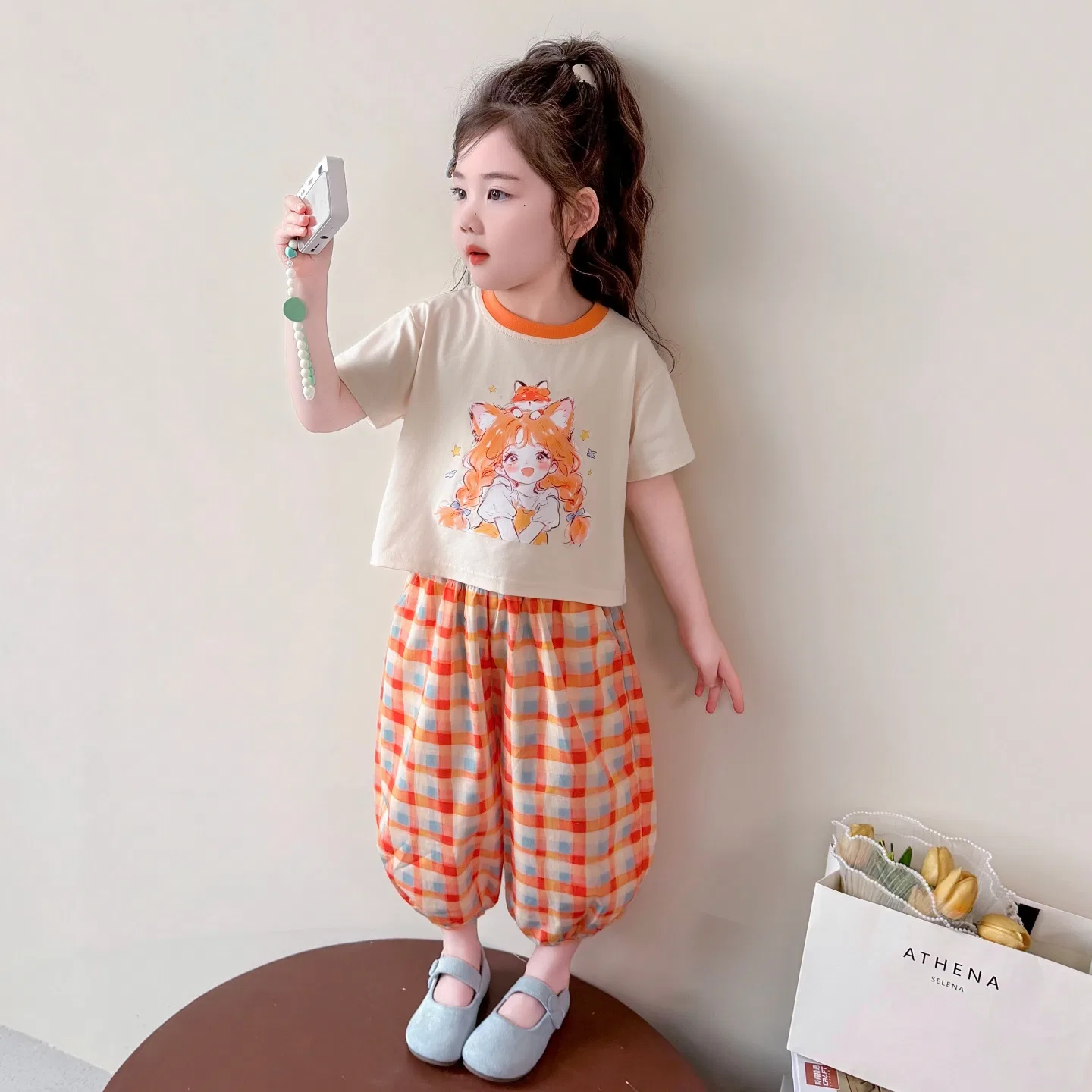 Спортивный костюм для девочек Disney Light Apricot & Plaid — фото 3