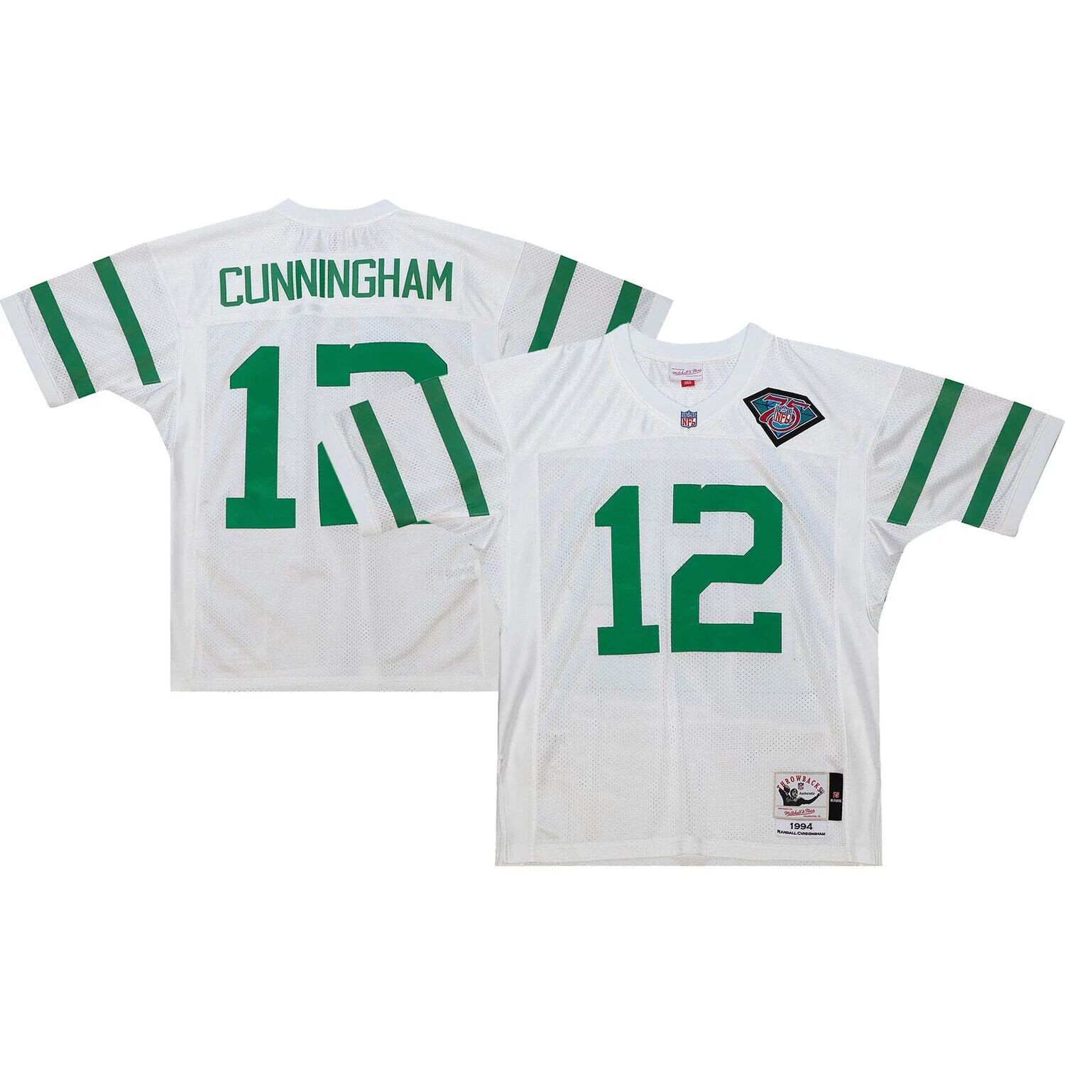 

Мужская футболка Mitchell & Ness Randall Cunningham White Philadelphia Eagles 1994 года, подлинная футболка вышедшего на пенсию игрока