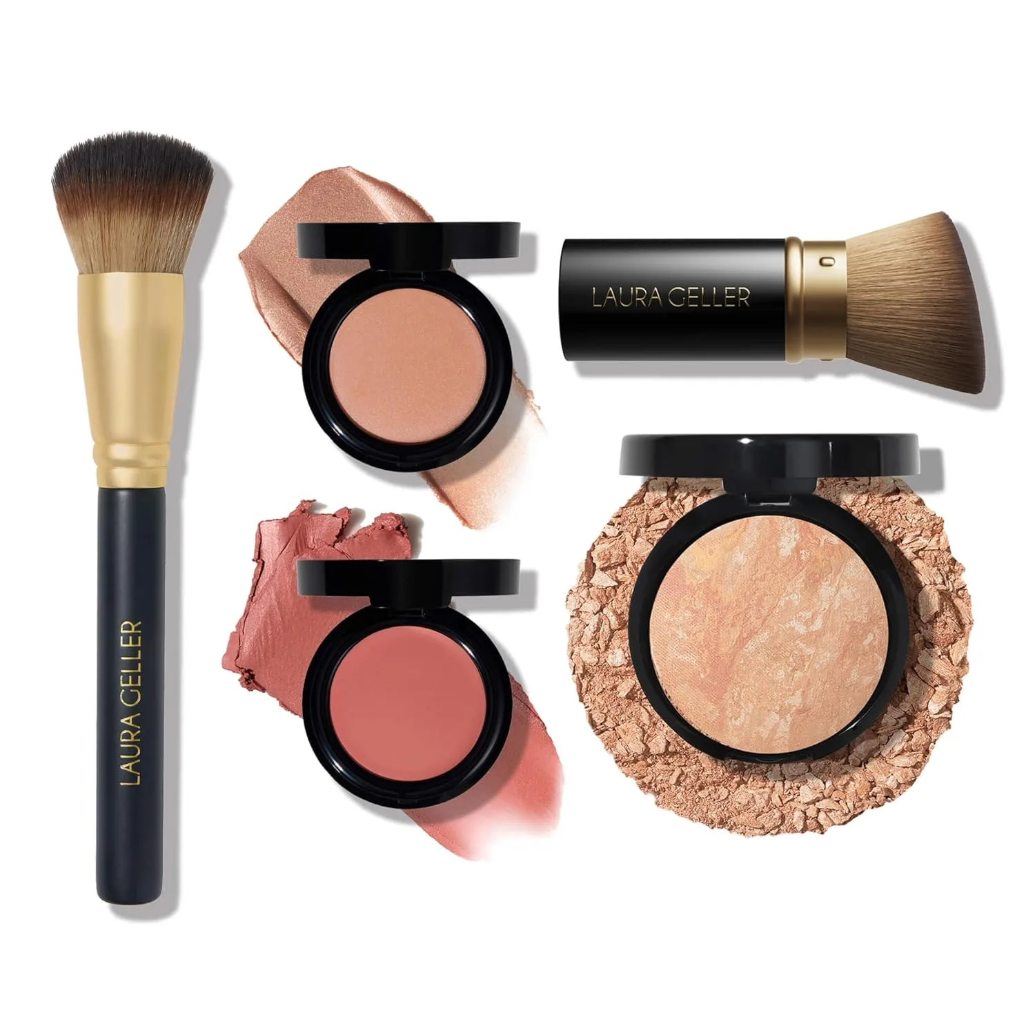 Набор LAURA GELLER The Wonder Balm Heroes Kit (5 предметов) - увлажняющий бальзам для лица, складная кисть kabuki, кисть Wonder Brush, тональная основа Baked Balance-n-Brighten, оттенок light, pink, beige