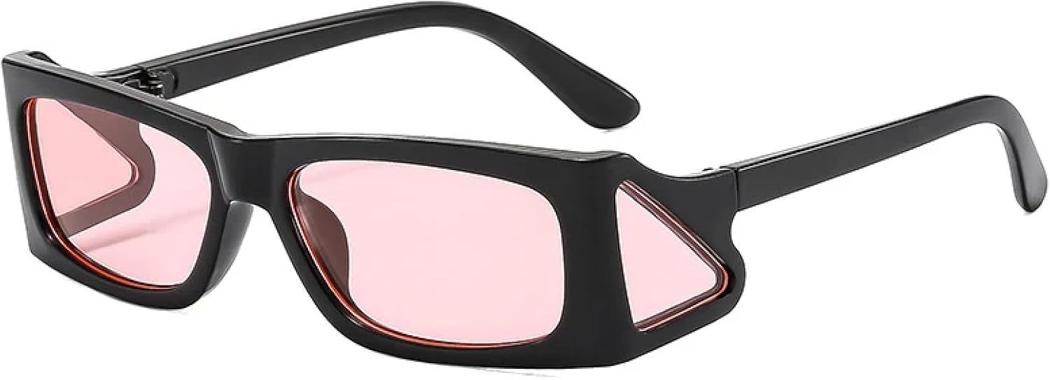 

Модные маленькие солнцезащитные очки для женщин в стиле ретро с прозрачными линзами цвета океана, для мужчин в стиле панк с защитой от УФ-излучения UV400 VFDHN, Black Pink