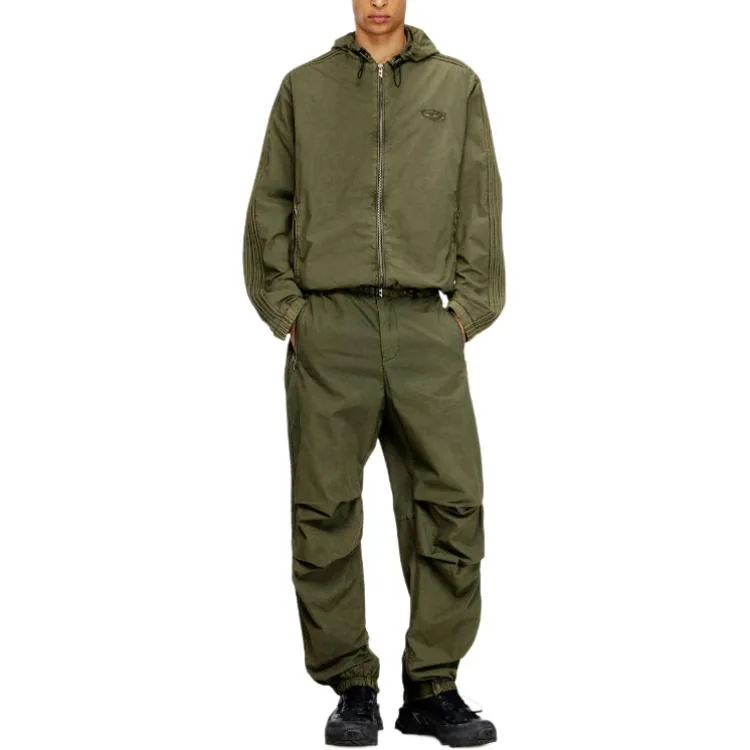 Толстовка с капюшоном и вышитым логотипом DIESEL, Army Green — фото 3