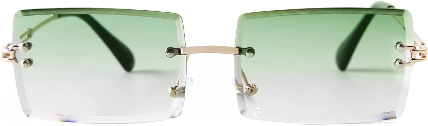 

Солнцезащитные очки SDINM без оправы в стиле 90-х, прямоугольные, с тонированными линзами, яркие цвета, для женщин и мужчин, C9:gold Arm\green Gradient Lens