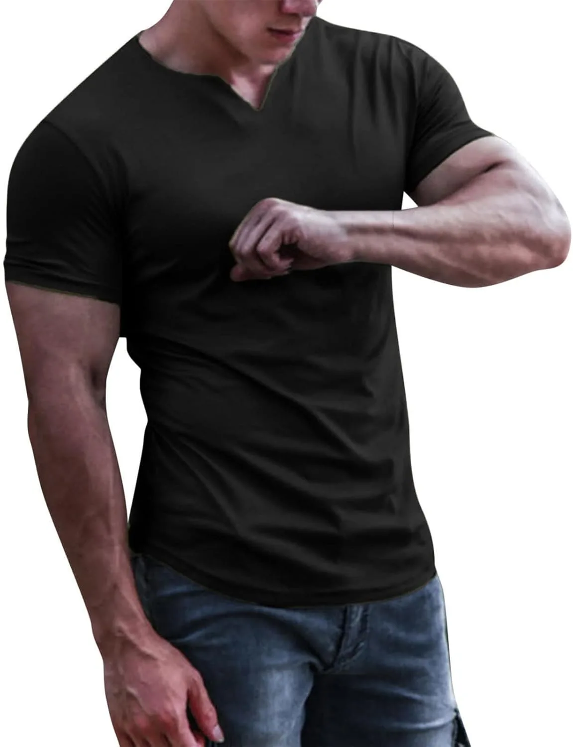 Мужская футболка с v-образным вырезом Slim Fit из мягкого хлопка — фото 2