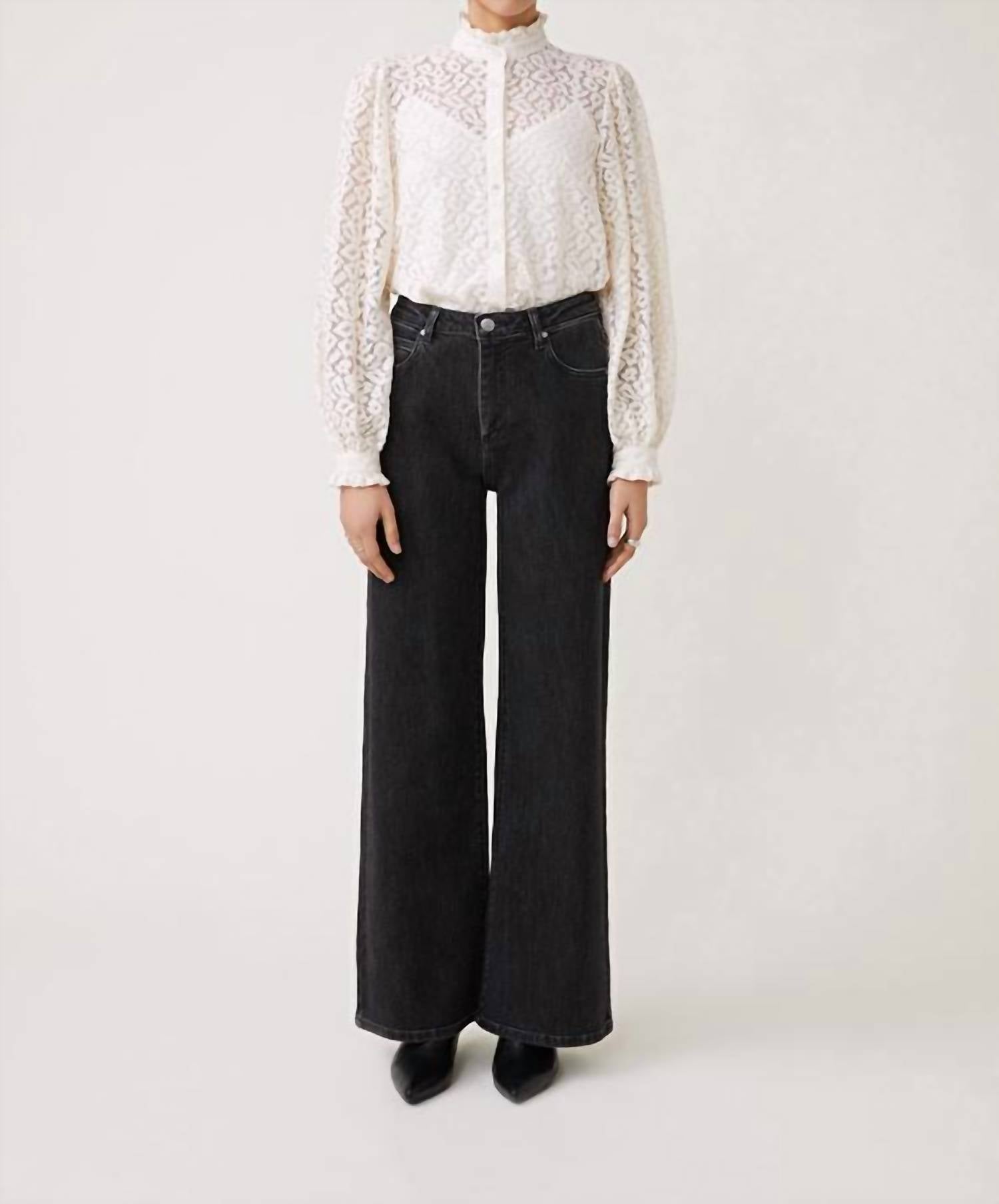 

Джинсы Ritual High Waist Wide Leg с микро-стразами в карбоне Suncoo, цвет carbone