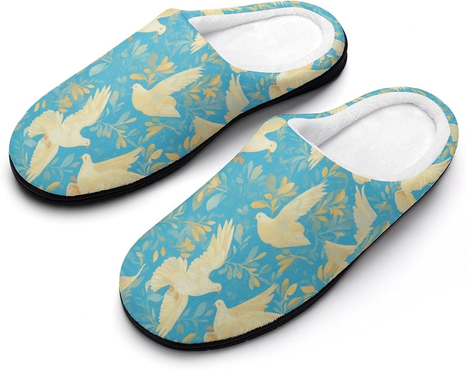 

Мультяшные тапочки для мужчин с таксами, хлопковые, для дома и улицы, теплые, уютные, мягкие, с противоскользящей подошвой Daihanle, Peace Pigeons and Leaves