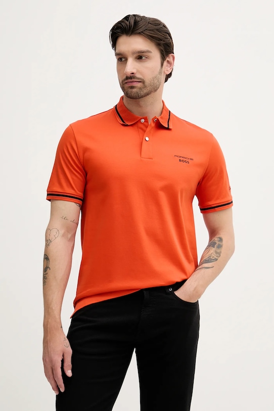 

Хлопковая поло Boss, оранжевый
