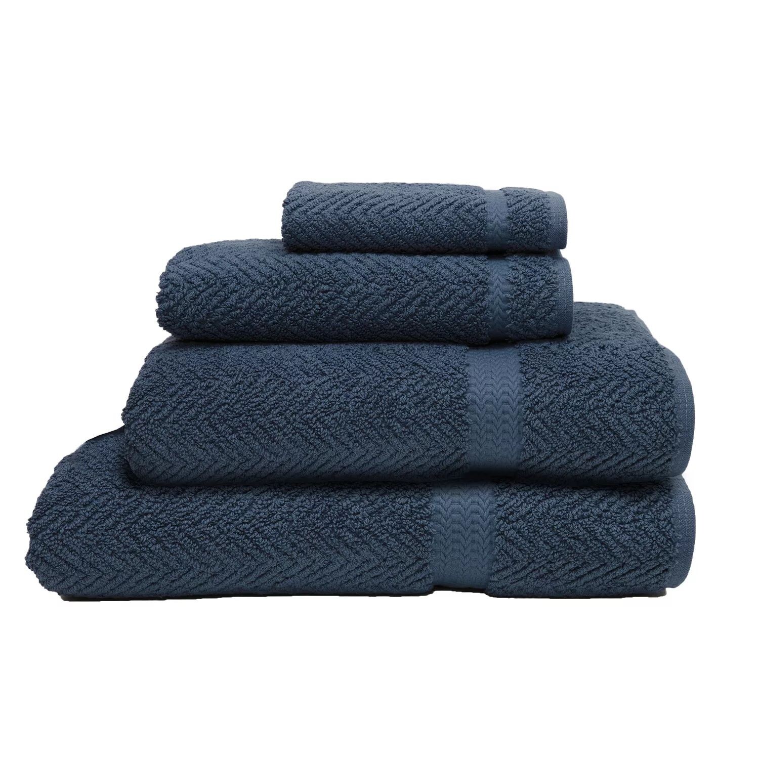 

Linum Home Textiles Набор банных полотенец «елочка» из 4 предметов, темно-синий
