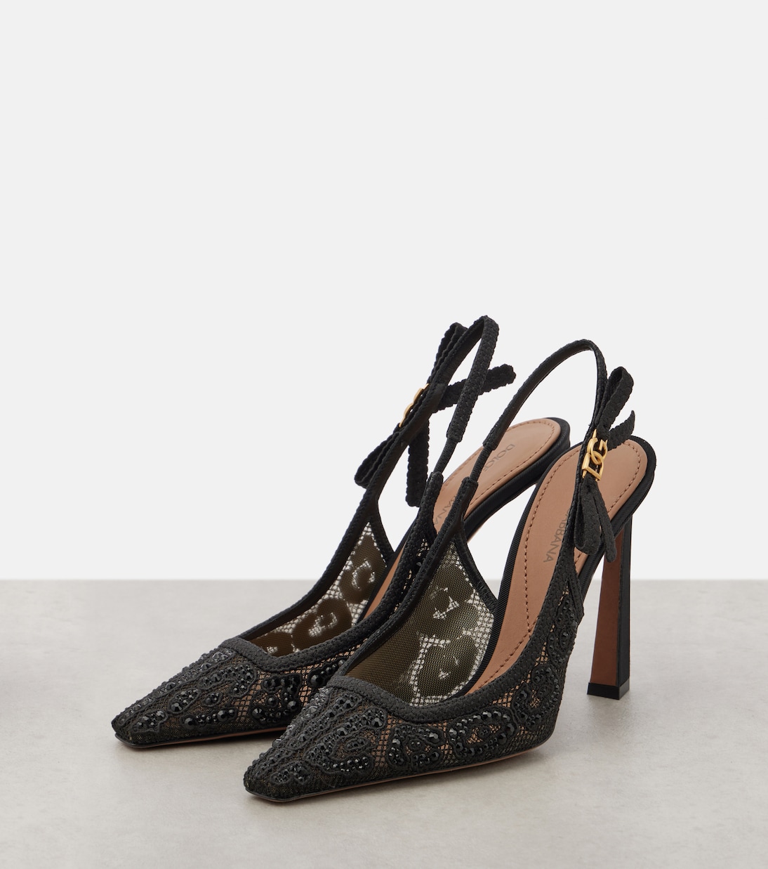 Туфли-лодочки с открытой пяткой и декором DG Dolce&Gabbana, Nero — фото 4