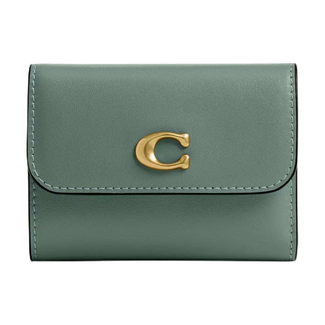 

COACH Миниатюрный женский кошелёк из телячьей кожи, Sage