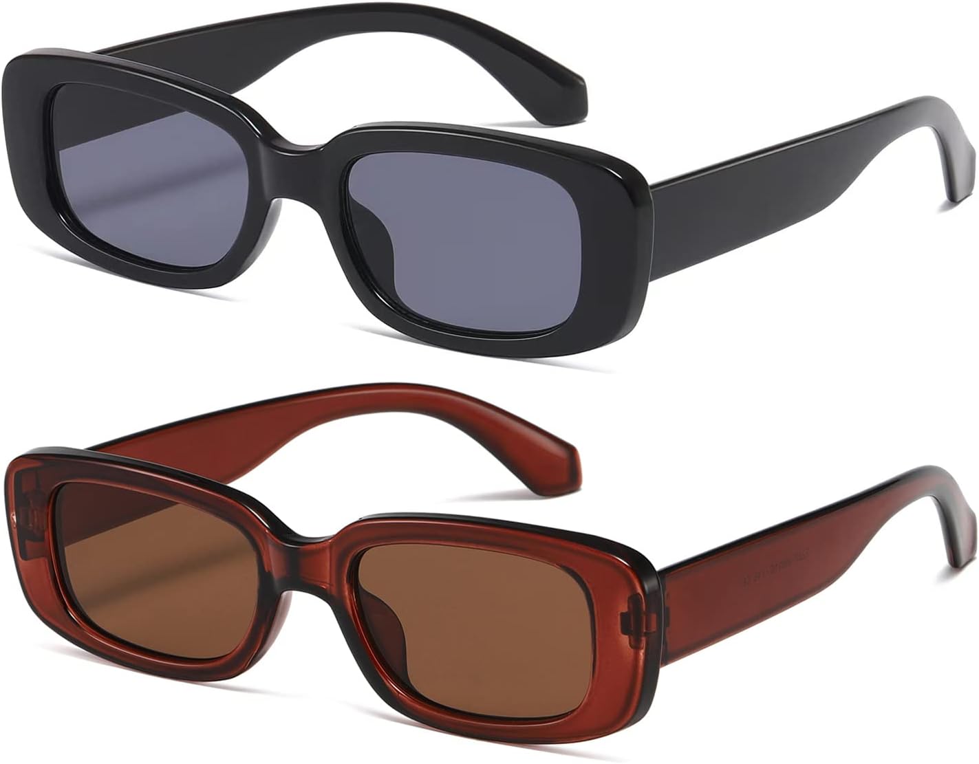 

Солнцезащитные очки Kimorn прямоугольной формы для женщин и мужчин, модные ретро-очки в стиле 90-х, защита от УФ-излучения UV 400, квадратная оправа, K1200, Black Frame Grey Lens+brown Frame Brown Lens