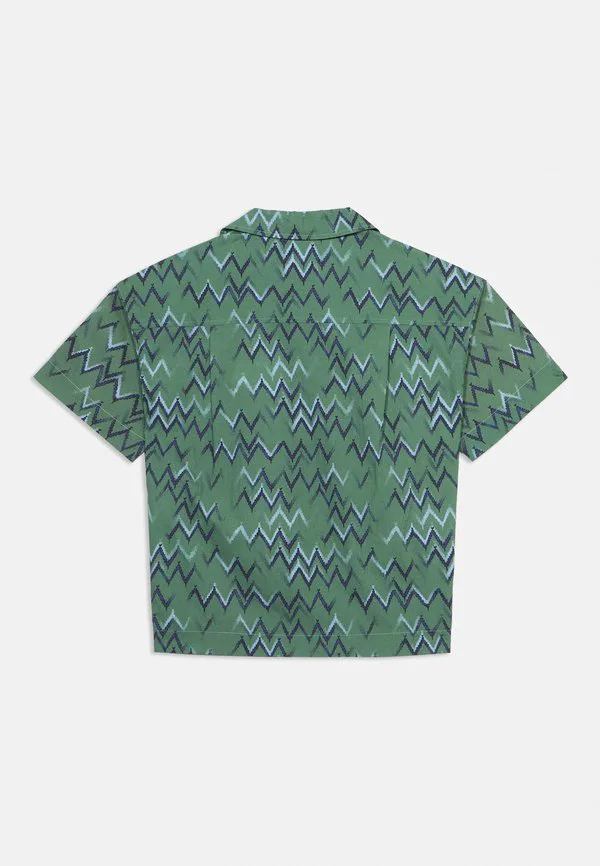 Блузка унисекс с коротким рукавом и пуговицами Lanvin, Green/Blue — фото 4