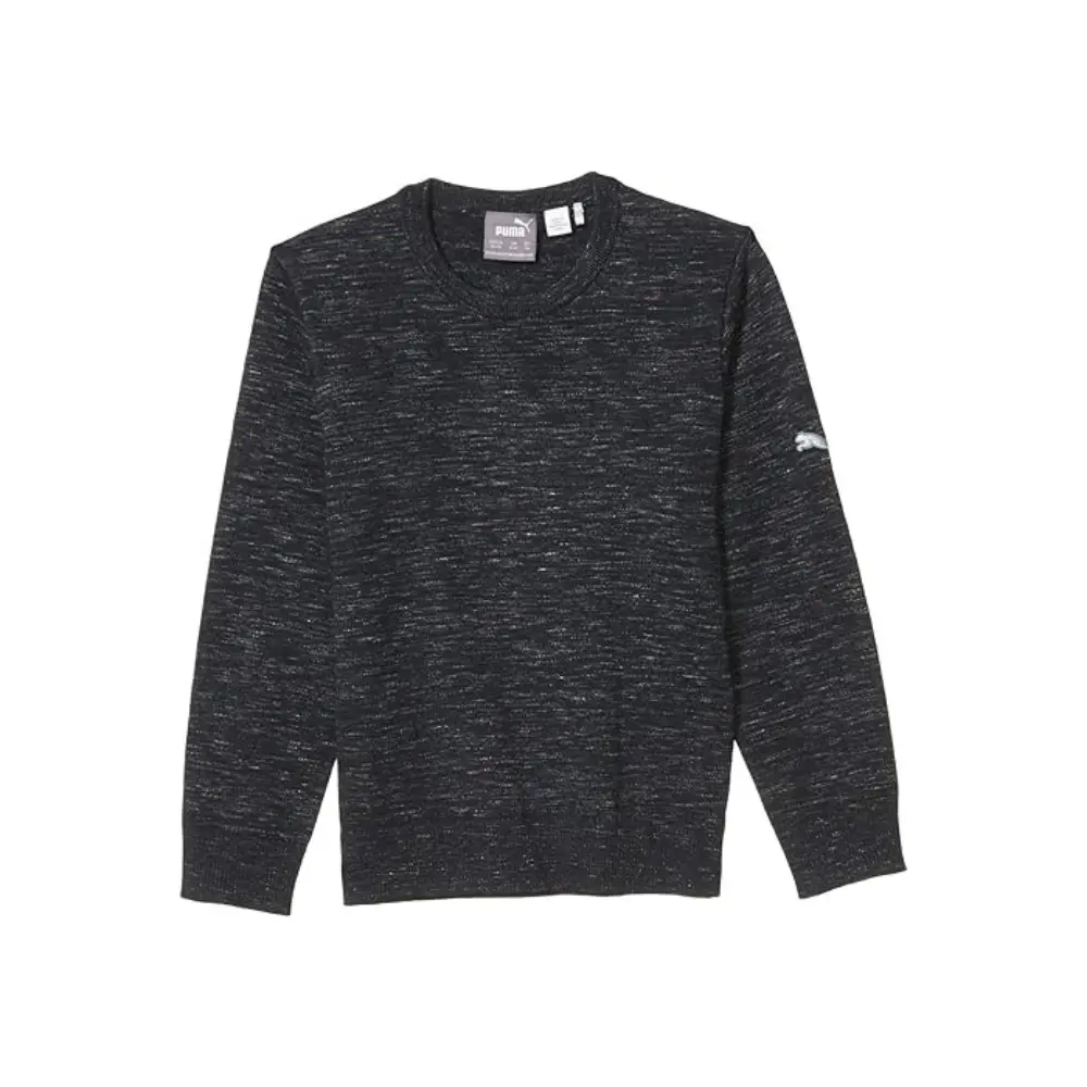 

Детский вязаный свитер PUMA для гольфа, черный меланж, с круглым вырезом, GBO276