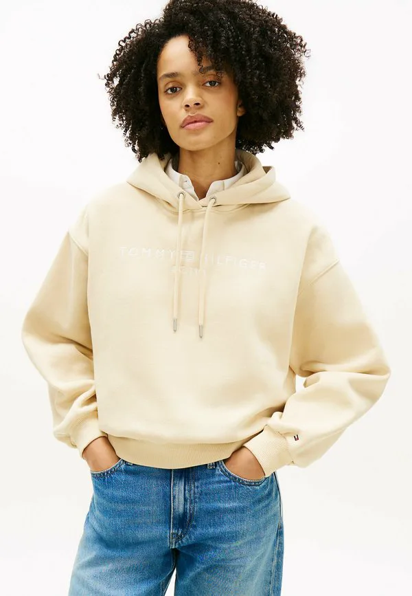 

Толстовка с капюшоном из флиса с вышивкой логотипа, свободного кроя. Tommy Hilfiger, Country Ivory, Бежевый, Толстовка с капюшоном из флиса с вышивкой логотипа, свободного кроя. Tommy Hilfiger, Country Ivory
