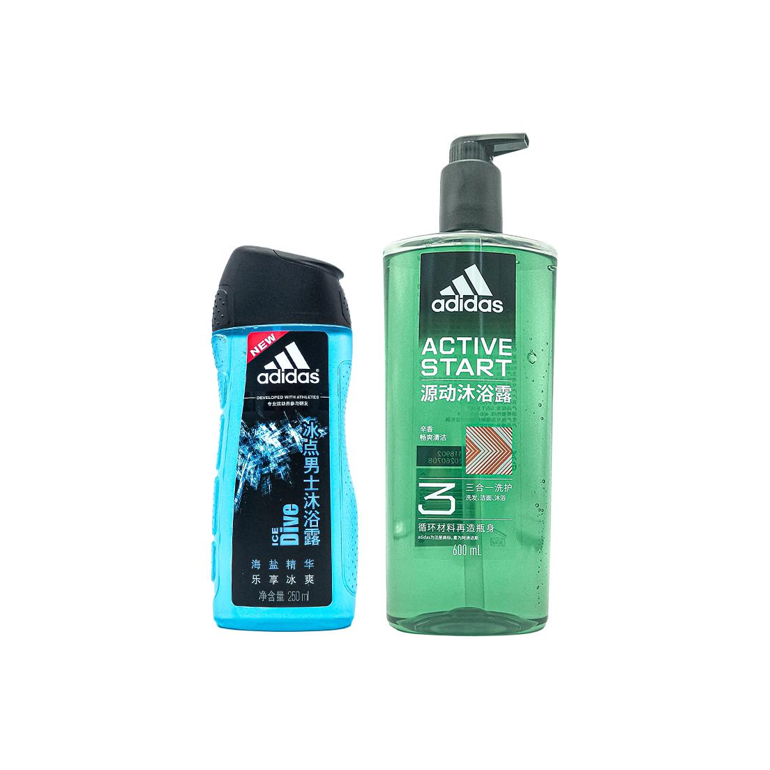 

Усовершенствованный гель для душа 3 в 1: очищение и увлажнение, 250 мл + 250 мл Adidas, source power 600ml+ice point 250ml