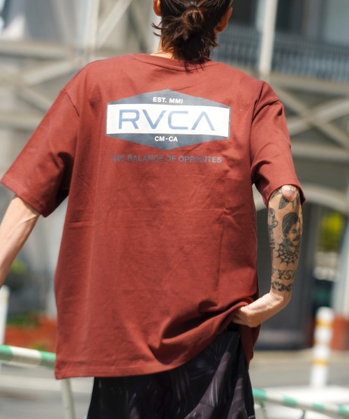 

Мужская футболка с коротким рукавом, принт логотипа на спине RVCA, цвет бургундия