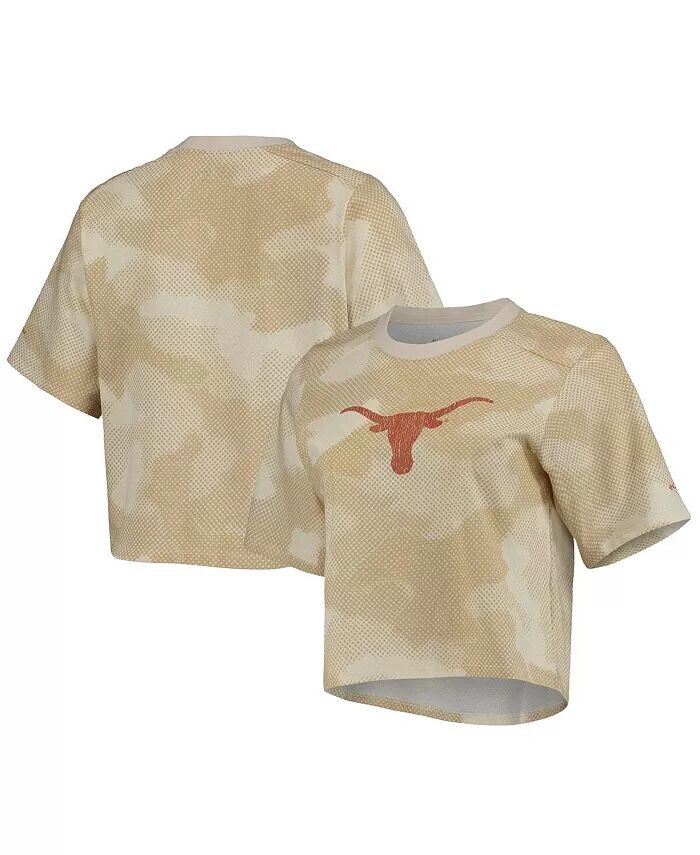

Женская бело-коричневая футболка свободного кроя с камуфляжным принтом Texas Longhorns Park Columbia