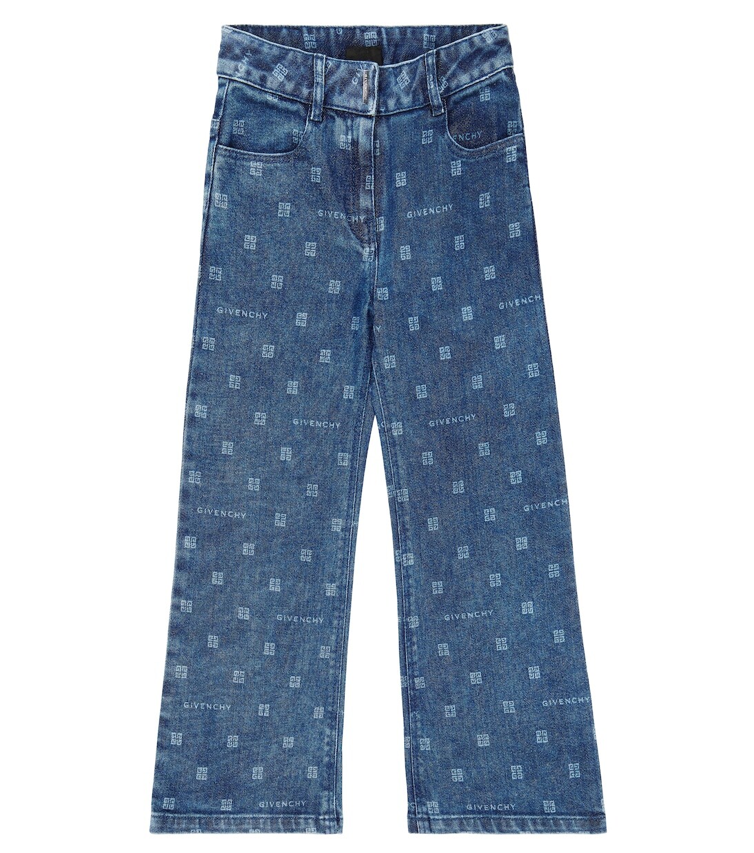 

Джинсы широкого кроя из смесового хлопка плотностью 4 г Givenchy Kids, синий