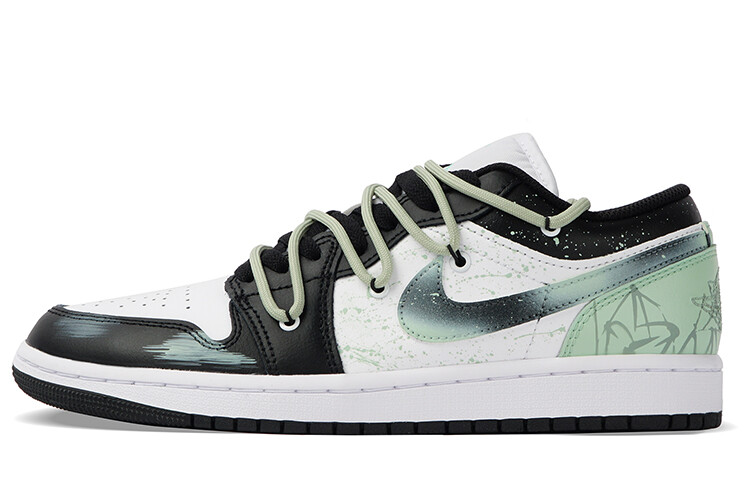 Кроссовки Air Jordan 1 Vintage Basketball Shoes Men Low-top Black/Green, черный/зеленый