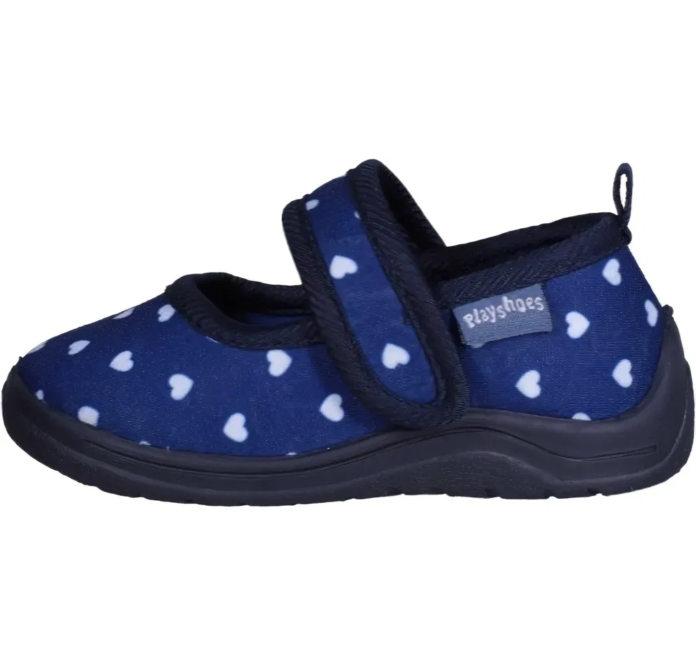 Домашние тапочки балетки с сердечками Playshoes, синий