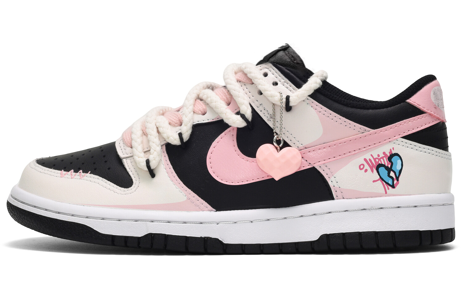 

Кроссовки Nike Dunk Skateboarding Shoes Men Low-top Black/Pink, черный/розовый