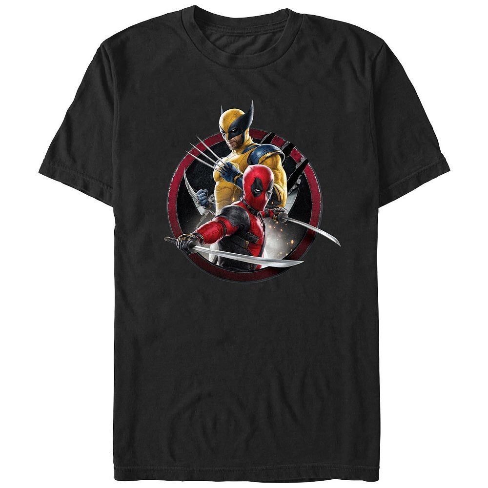 

Мужская футболка с графическим значком Marvel Deadpool and Wolverine Duo, черный