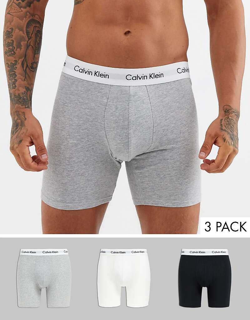 

Calvin Klein – комплект из 3 пар боксеров из хлопка-стрейч черного, белого и серого цветов
