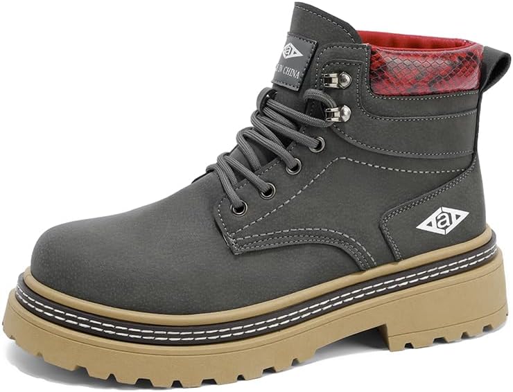 

Мужские ботинки на шнуровке с принтом под змею, платформенной подошвой, для активного отдыха и походов Generic, серый