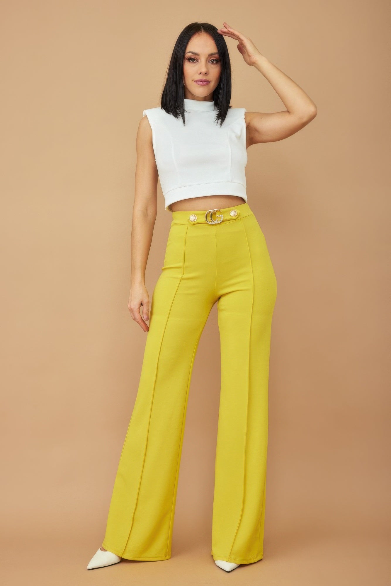 

Брюки с пряжками и пуговицами Cg FASHNZFAB, цвет lemon