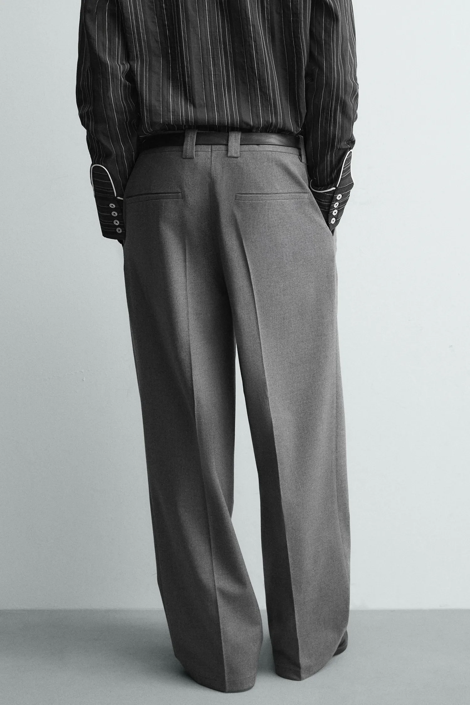 Свободные широкие брюки Zara, серый — фото 3