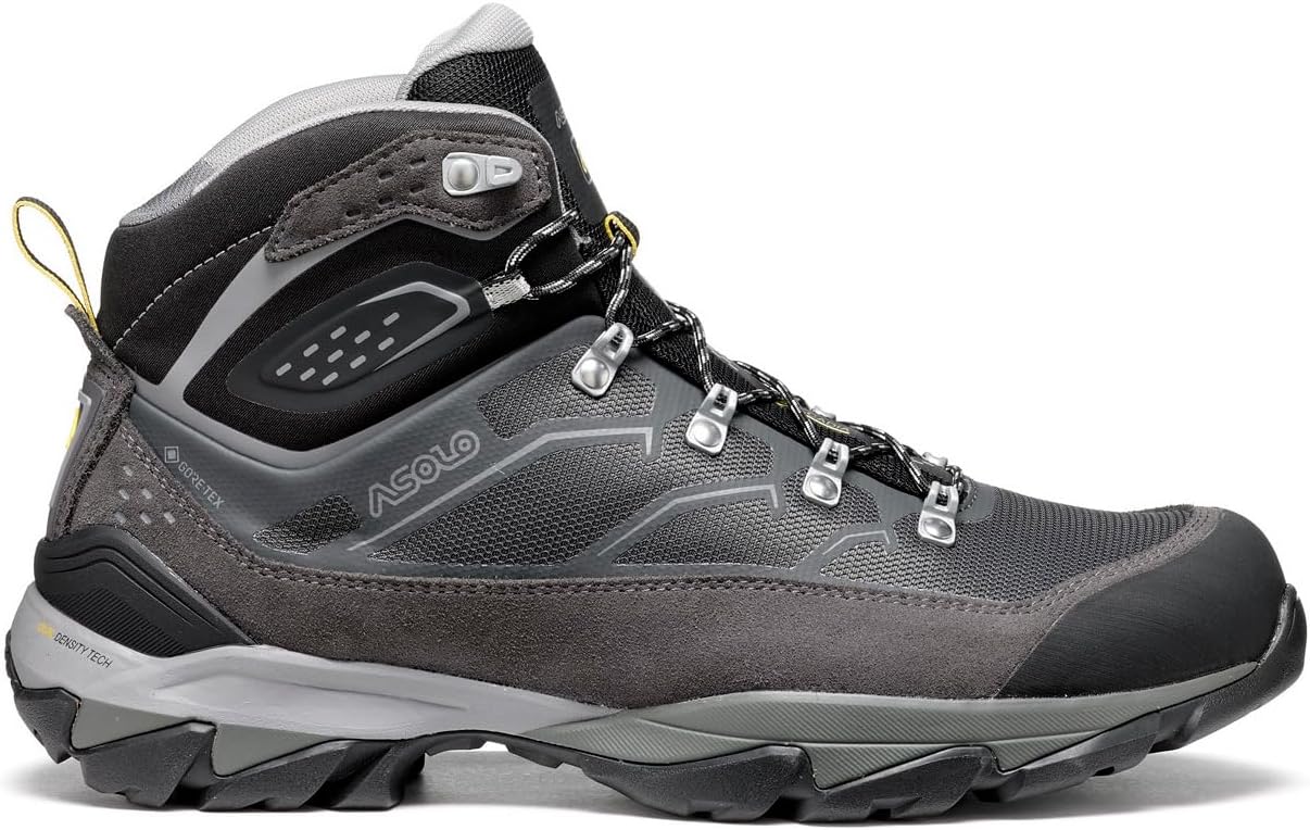 Мужские туристические ботинки ASOLO ACADIA MID GTX на шнуровке до щиколотки с водоотталкивающим верхом из замши и нейлона, дышащей подкладкой, черный — фото 2