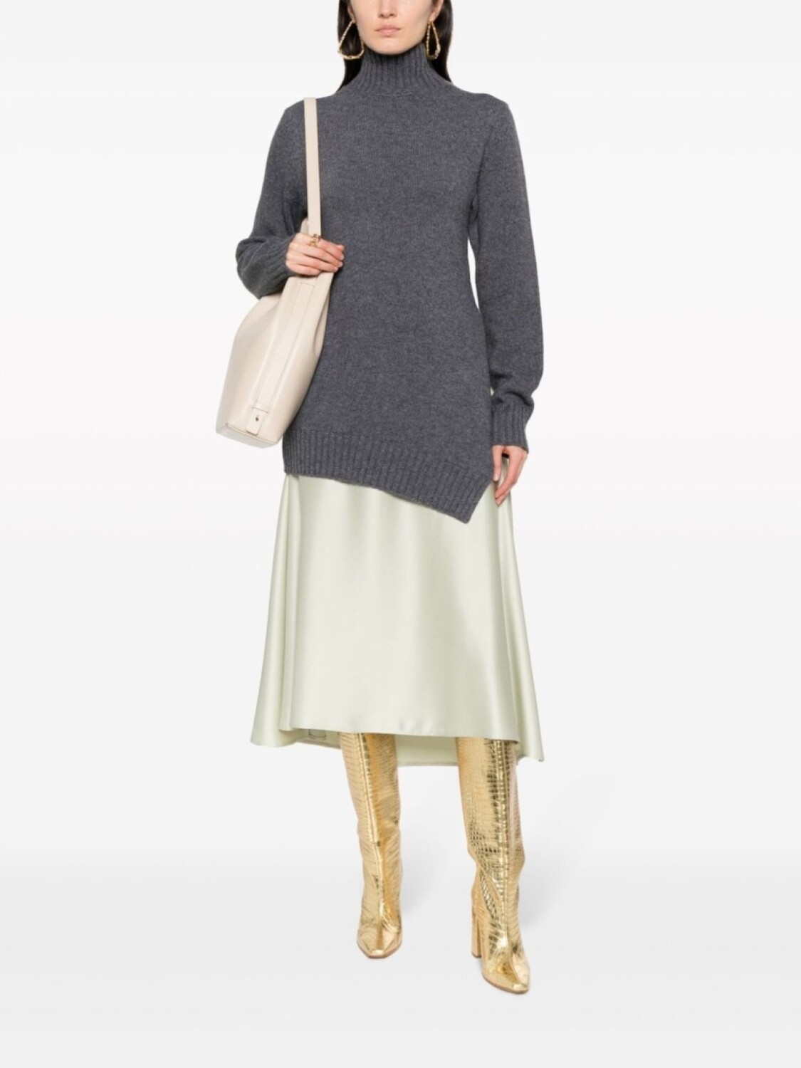 Jil Sander фактурный джемпер асимметричного кроя, серый — фото 2