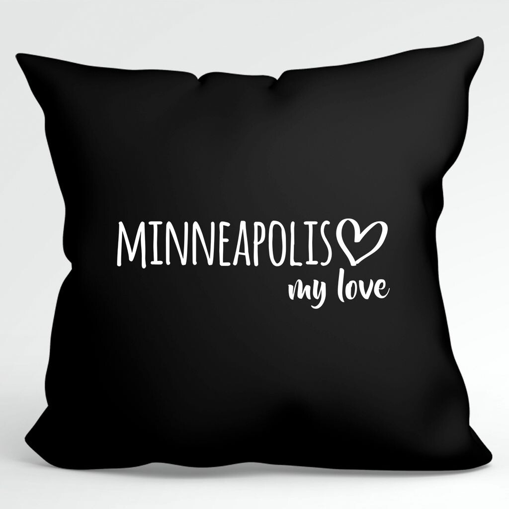 

Huuraa Pillow Minneapolis my love Декоративная подушка с наполнителем, размер 40х40см, Черный для всех любителей Миннеаполиса, США Идея подарка для друзей и семьи Hellweg Druckerei