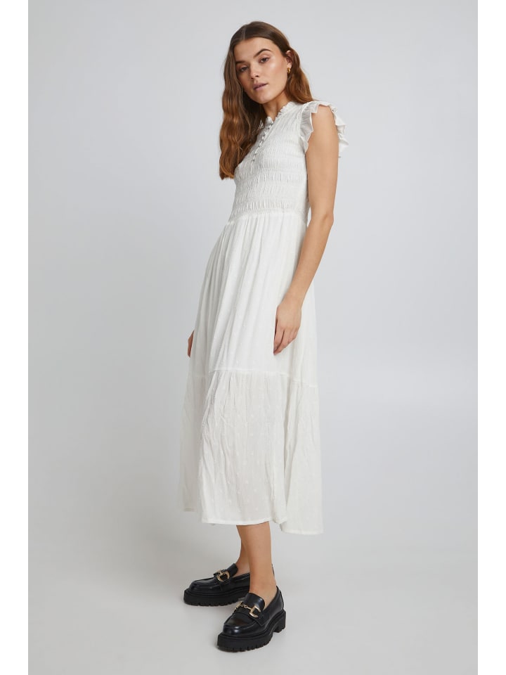 

Короткое платье b.young Midikleid BYFELICE SMOCK DRESS -20811313 Midikleid mit Rüschen, белый