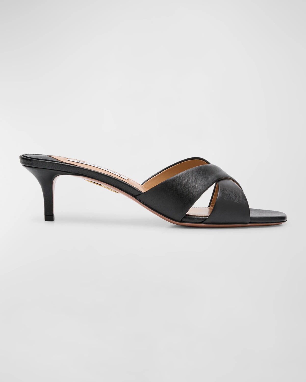 Кожаные сандалии-мюли с перекрещивающейся поверхностью Aquazzura, цвет Black