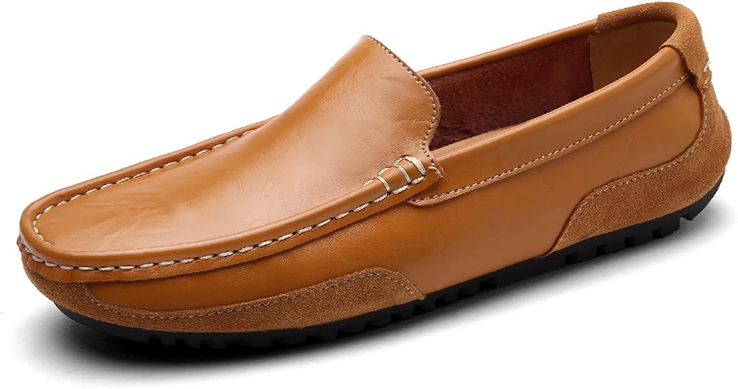 

Мужские лоферы из натуральной кожи, круглый носок, детали с прострочкой, плоская подошва, противоскользящие, легкие, удобные, модные, слипоны (Цвет: коричневый, Размер: 6.5) Wound