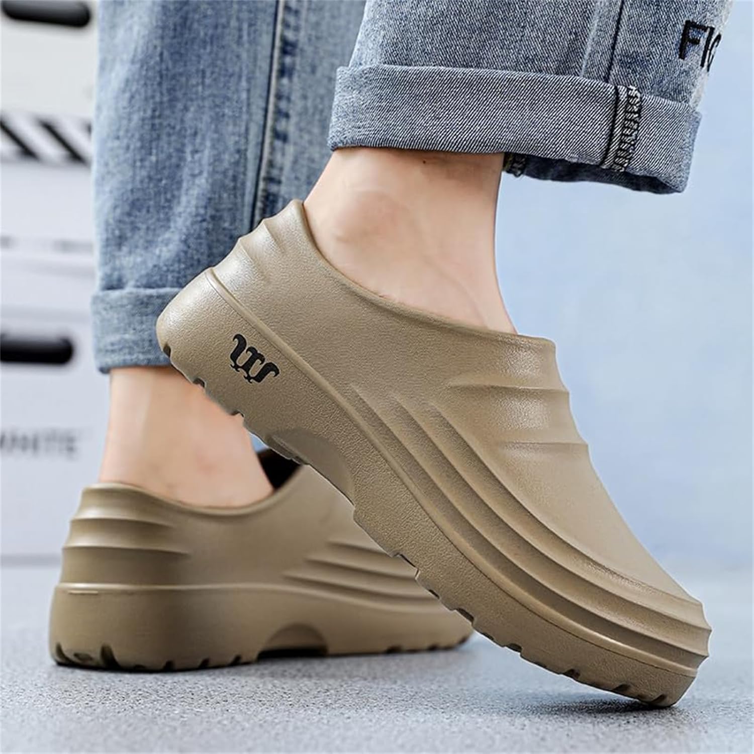 Сабо Armadillo для сада, для женщин и мужчин, нескользящая рабочая обувь, обувь для работников общественного питания, обувь для поваров, водонепроницаемая, маслостойкая, с поддержкой свода стопы, широкая ширина, легкие, унисекс Baimiu, хаки — фото 3