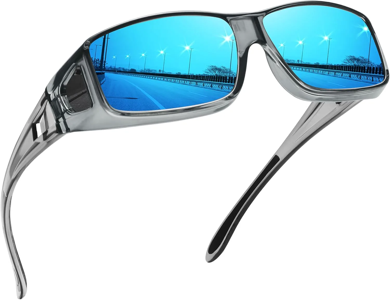 

Солнцезащитные очки MEETSUN Fit Over Glasses для мужчин и женщин, облегающие солнцезащитные очки с поляризованной защитой UV400, A1-clear Gray Frame-blue Mirror Lens
