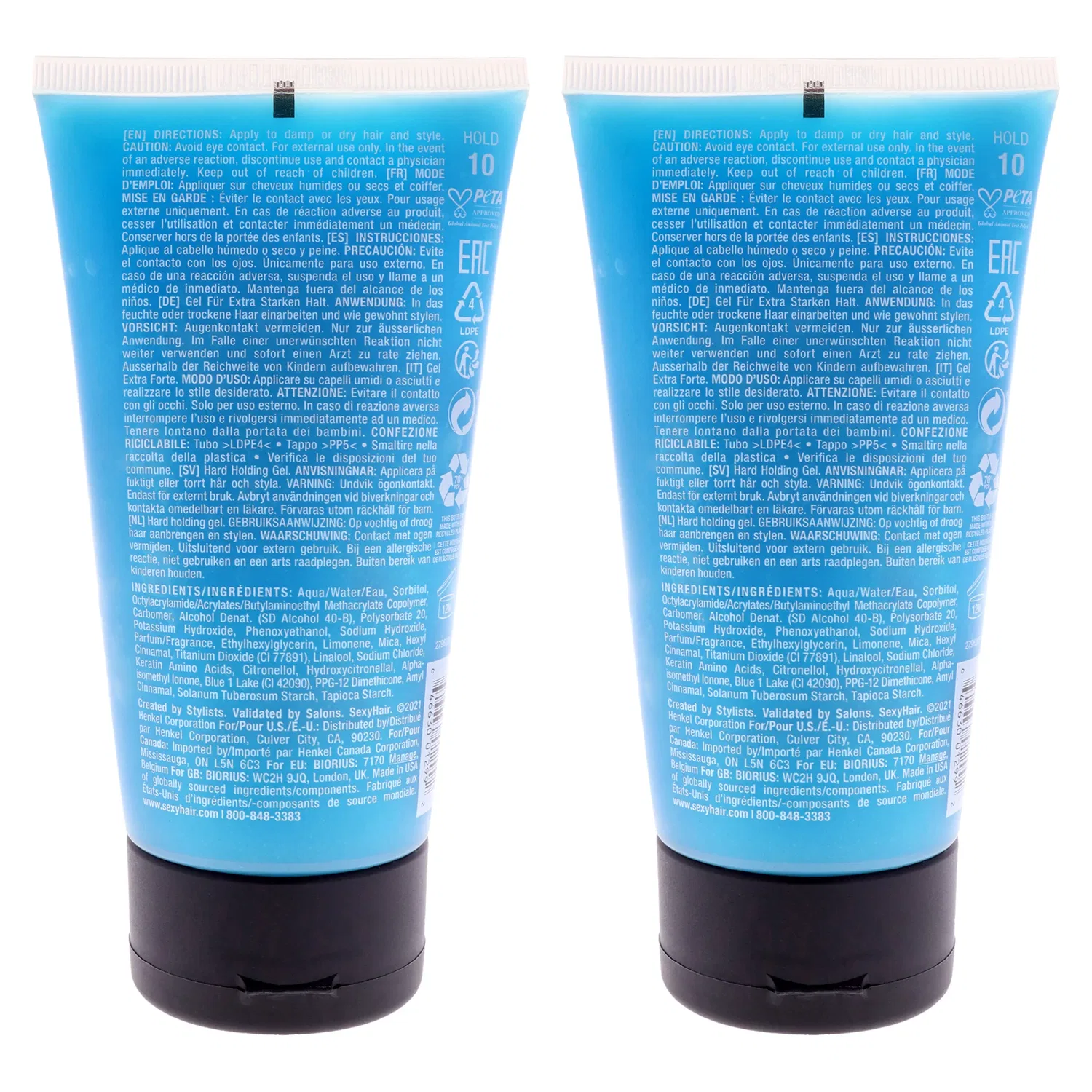 Гель для укладки волос Style Sexy Hair Hard Up Hard Holding Gel от Sexy Hair для мужчин и женщин - 150 мл - упаковка из 2 штук, синий — фото 2