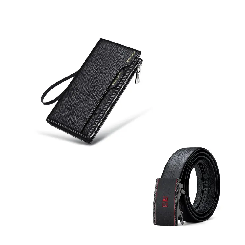 

WilliamPOLO Кожаный длинный кошелек-клатч из натуральной кожи, мужской, обычный, черный/кофе