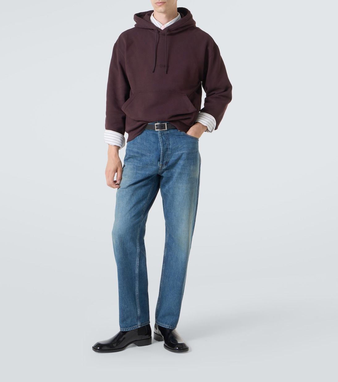 Мик прямые джинсы средней посадки Saint Laurent, Norvegian Blue — фото 2