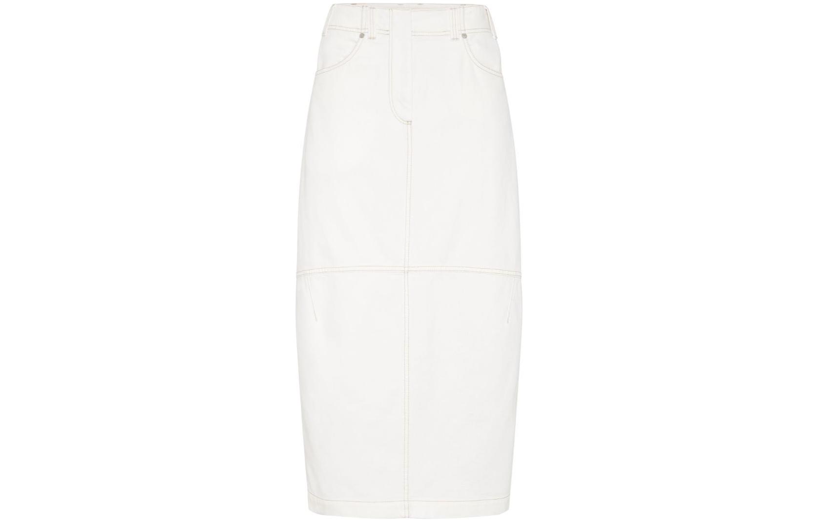 

Юбка миди с завышенной талией и прямым подолом Brunello Cucinelli, светло-бежевый