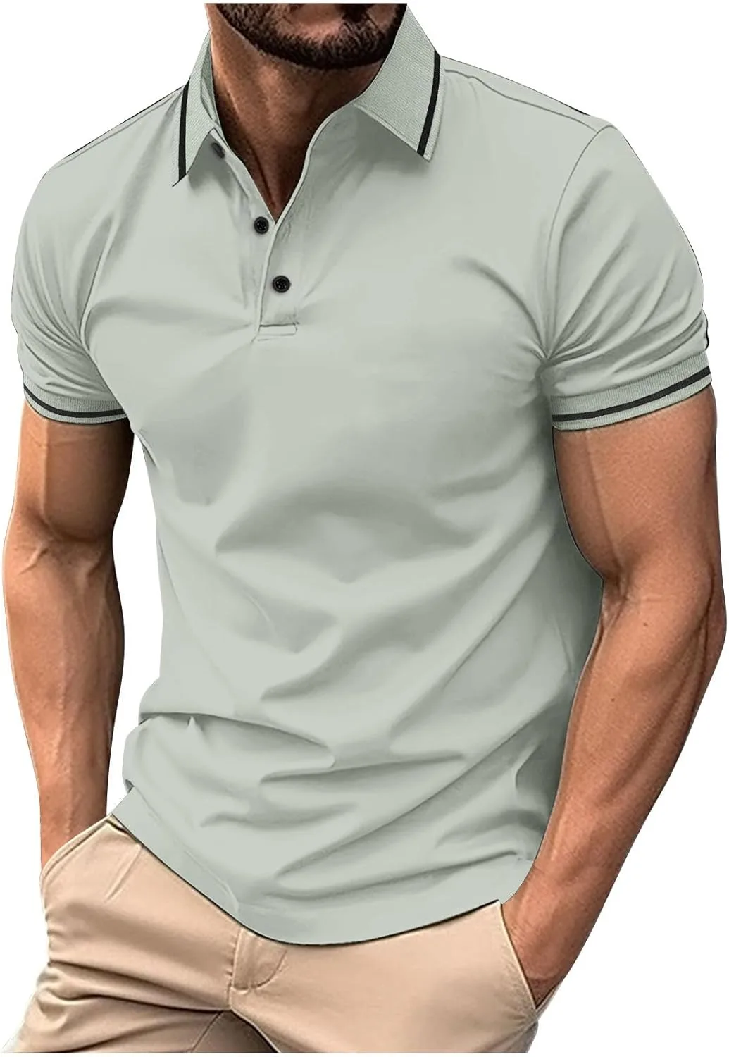 

Мужская поло Slim Fit с коротким рукавом и V-образным вырезом