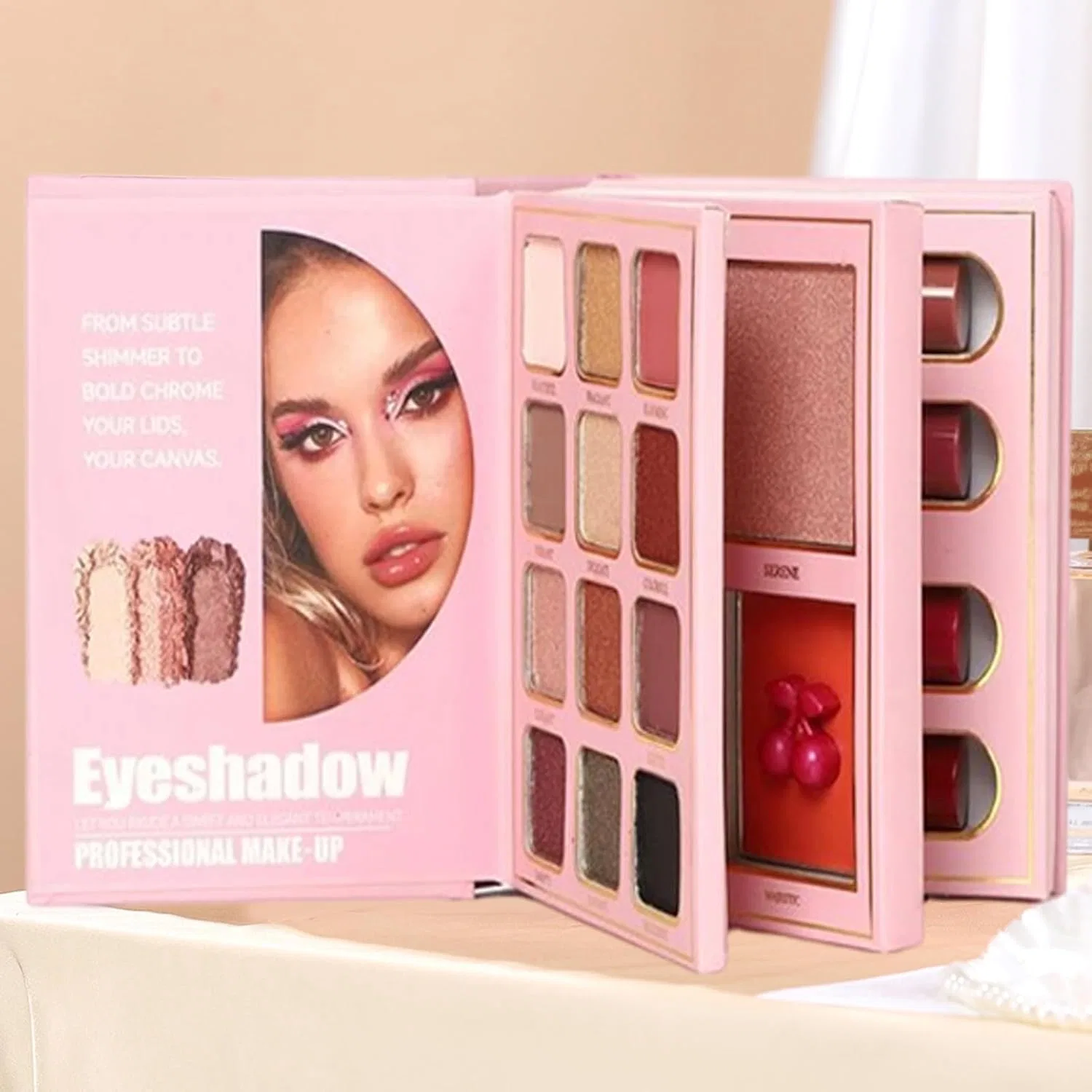 Палетка для макияжа Full Face Makeup Palette 3 слоя розовая — фото 2