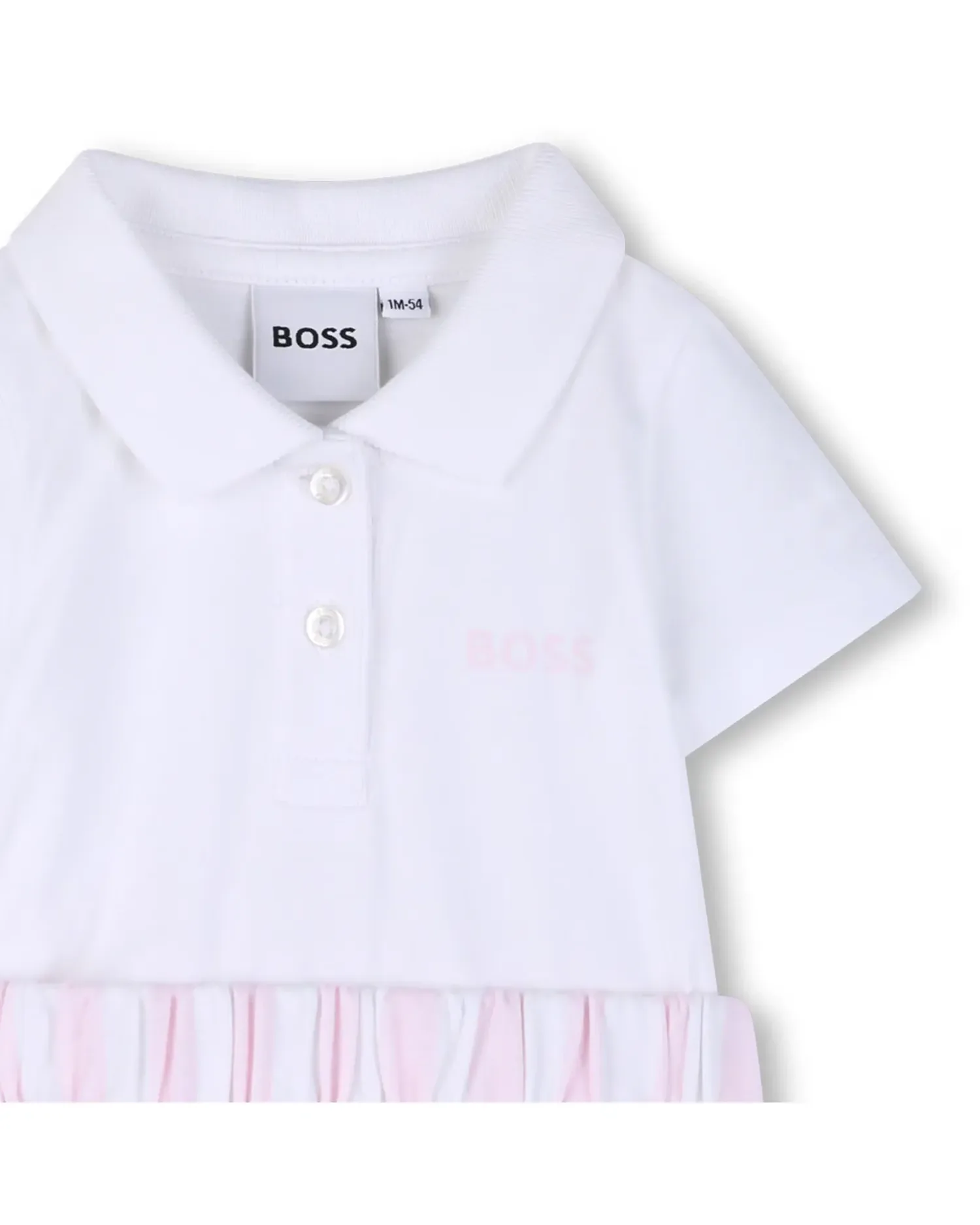 Платье для девочки младенца с коротким рукавом в полоску из хлопка BOSS Kidswear, Natural — фото 2