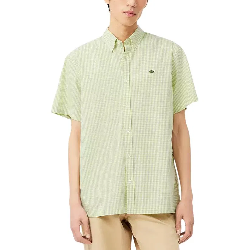 Рубашка мужская 4AJ/Soft Green Plaid Lapel Moderate LACOSTE — фото 4