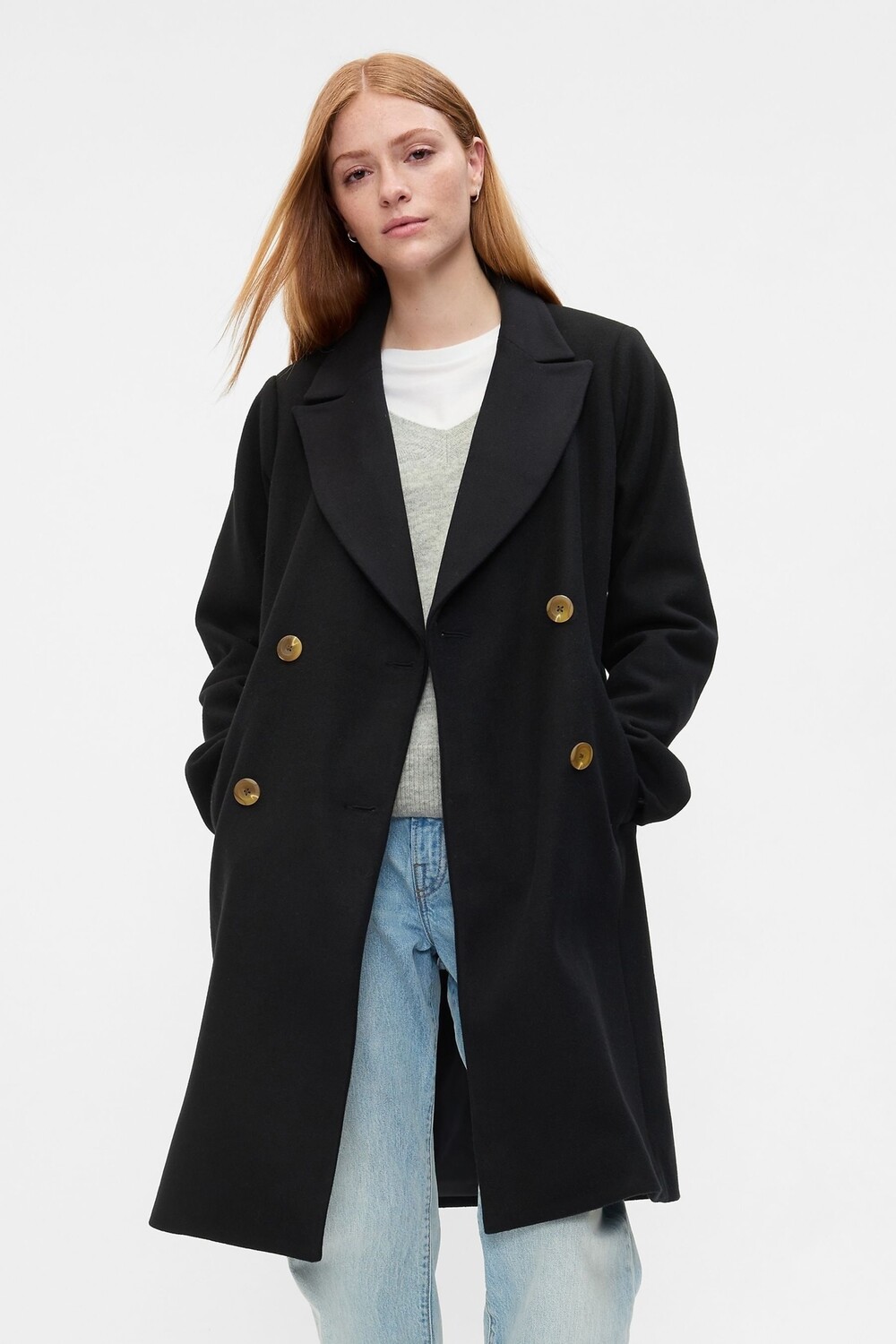 

Длинное верхнее пальто Gap, черный