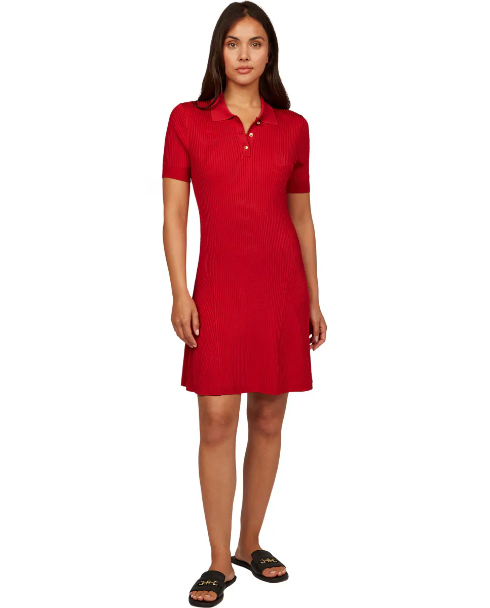 

Короткое платье-поло в рубчик Tommy Hilfiger, красный