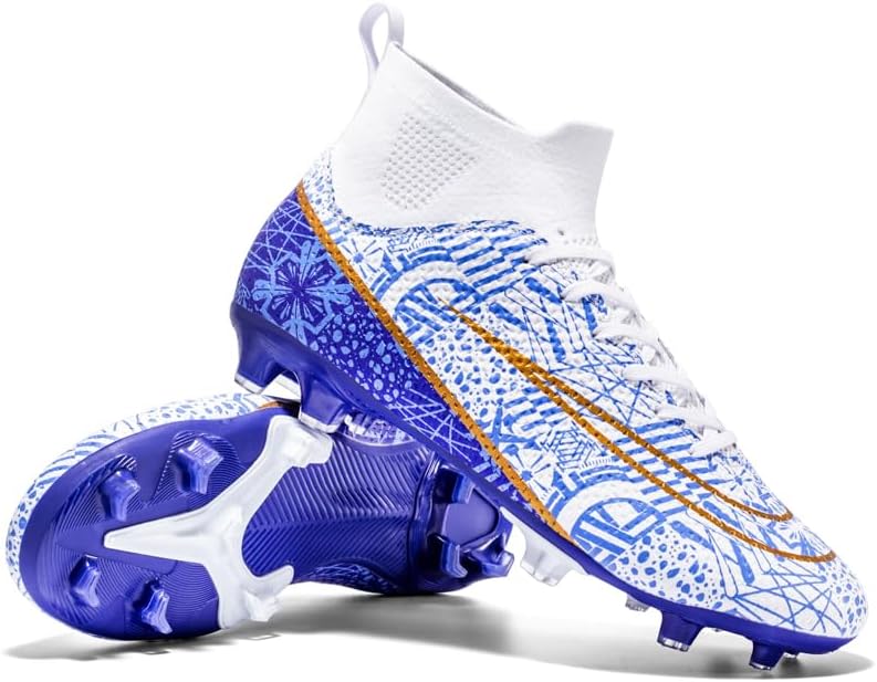 

Мужские футбольные бутсы для зала и улицы, тренировочные спортивные кроссовки, профессиональные высокие футбольные ботинки, дышащие бутсы FG с шипами Generic, белый